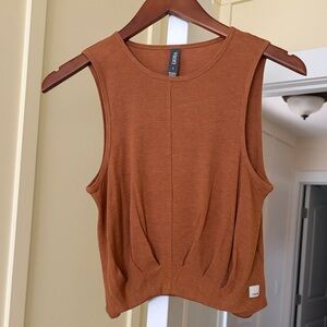 Vuori Ribbed Sleeveless Knit Top - Rust Small